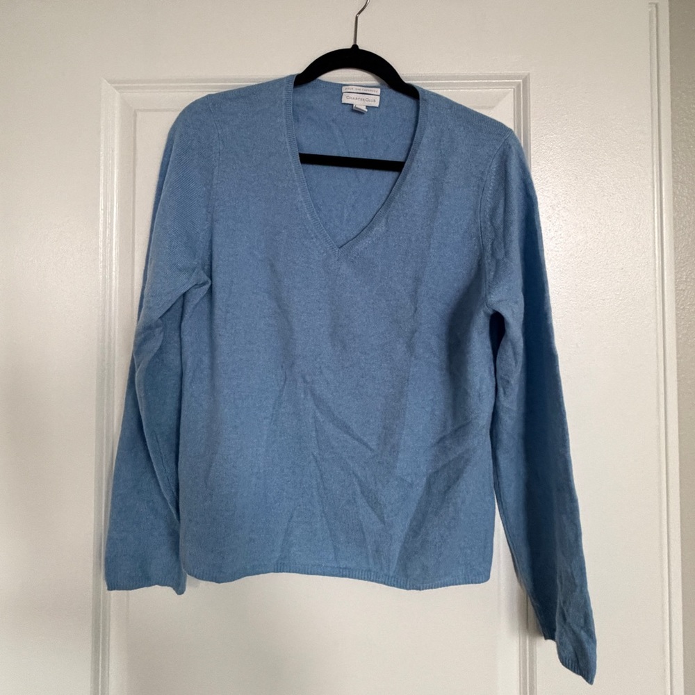 Charter Club Light Blue V-Neck Sweater